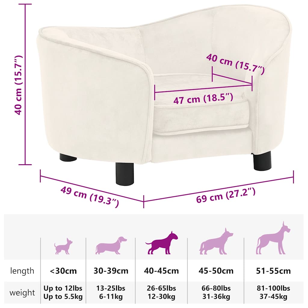 Dog sofa cream 69x49x40 cm plush