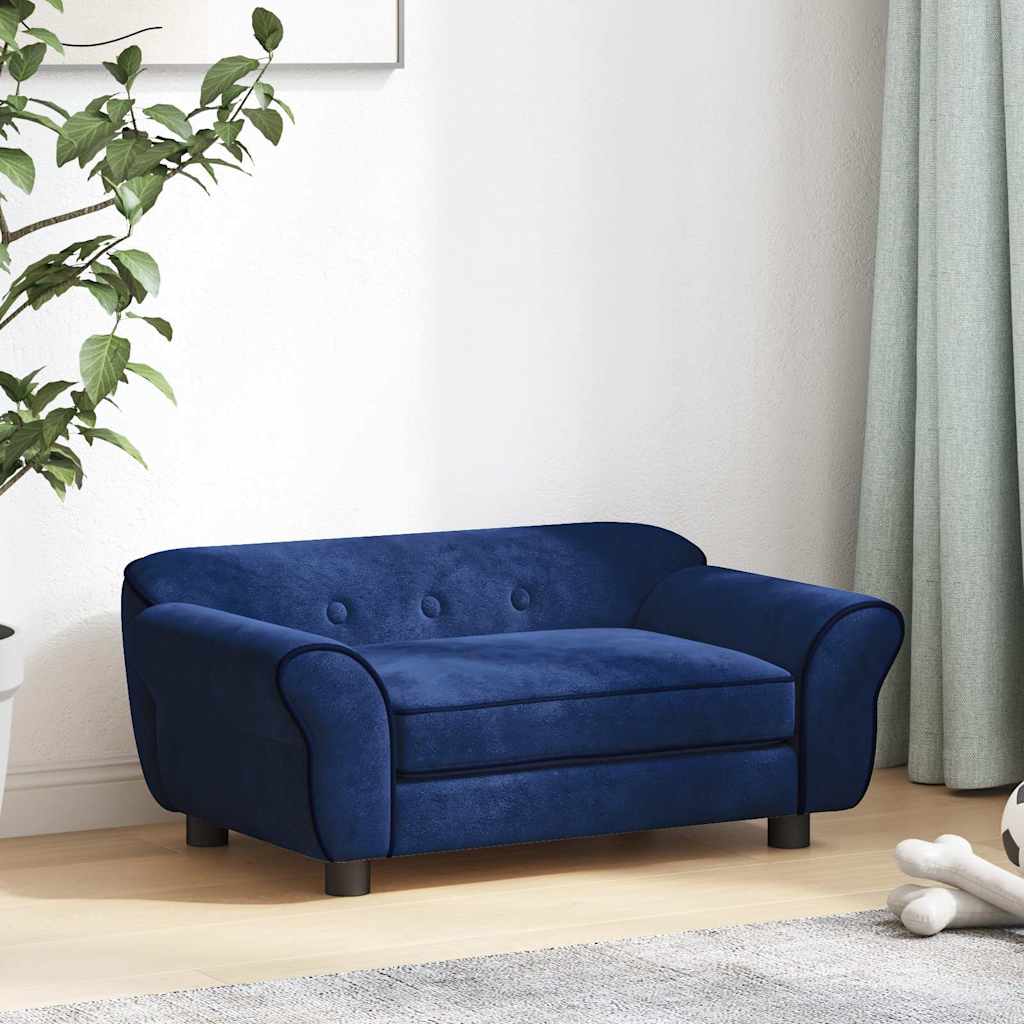 Canapé pour chien bleu 72x45x30 cm peluche