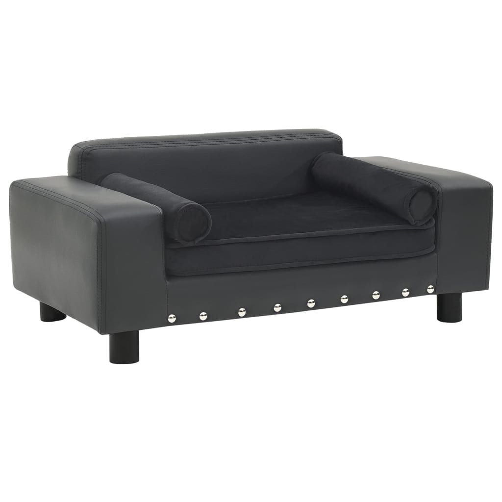 Dog sofa dark grey 81x43x31 cm plush and imitation leather