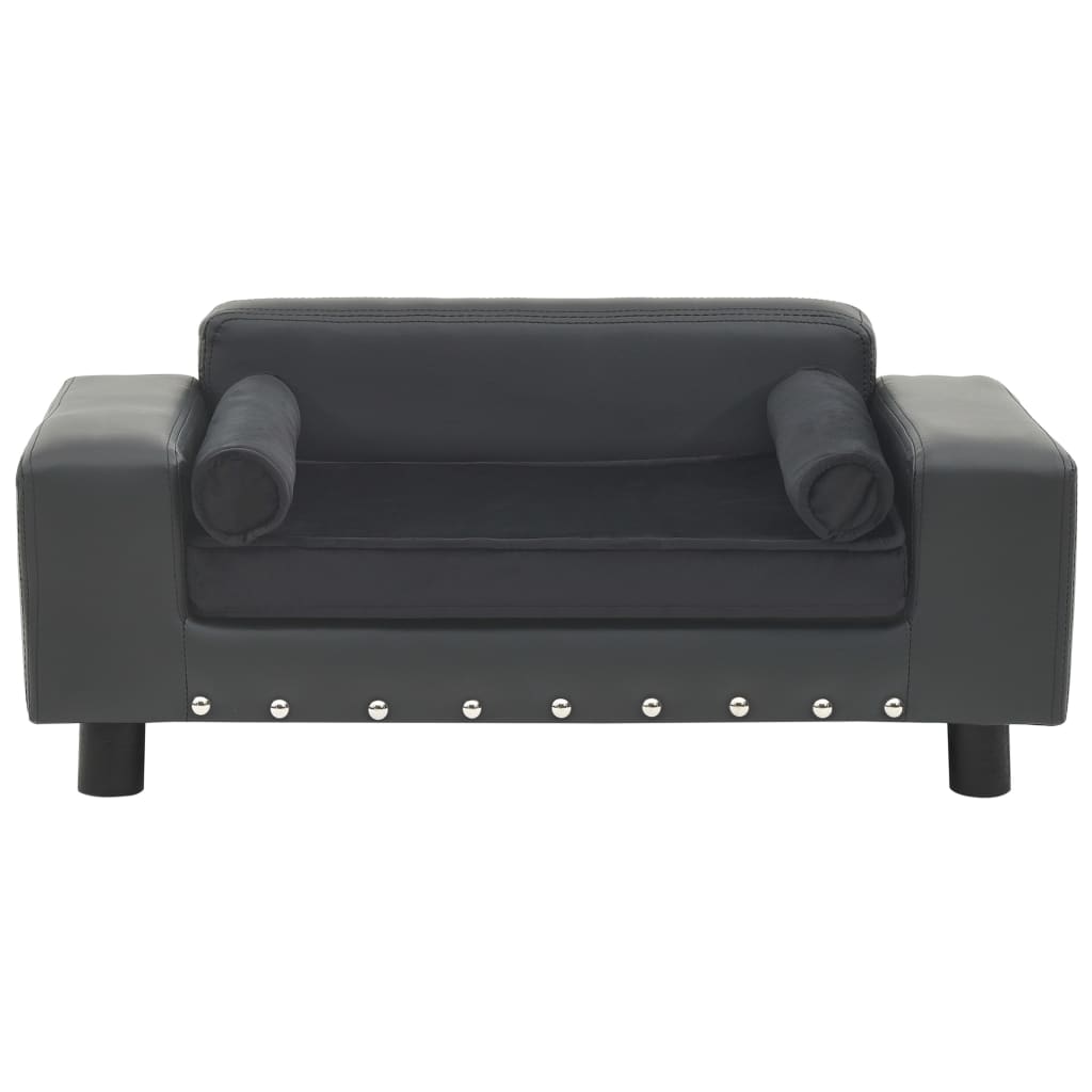 Dog sofa dark grey 81x43x31 cm plush and imitation leather
