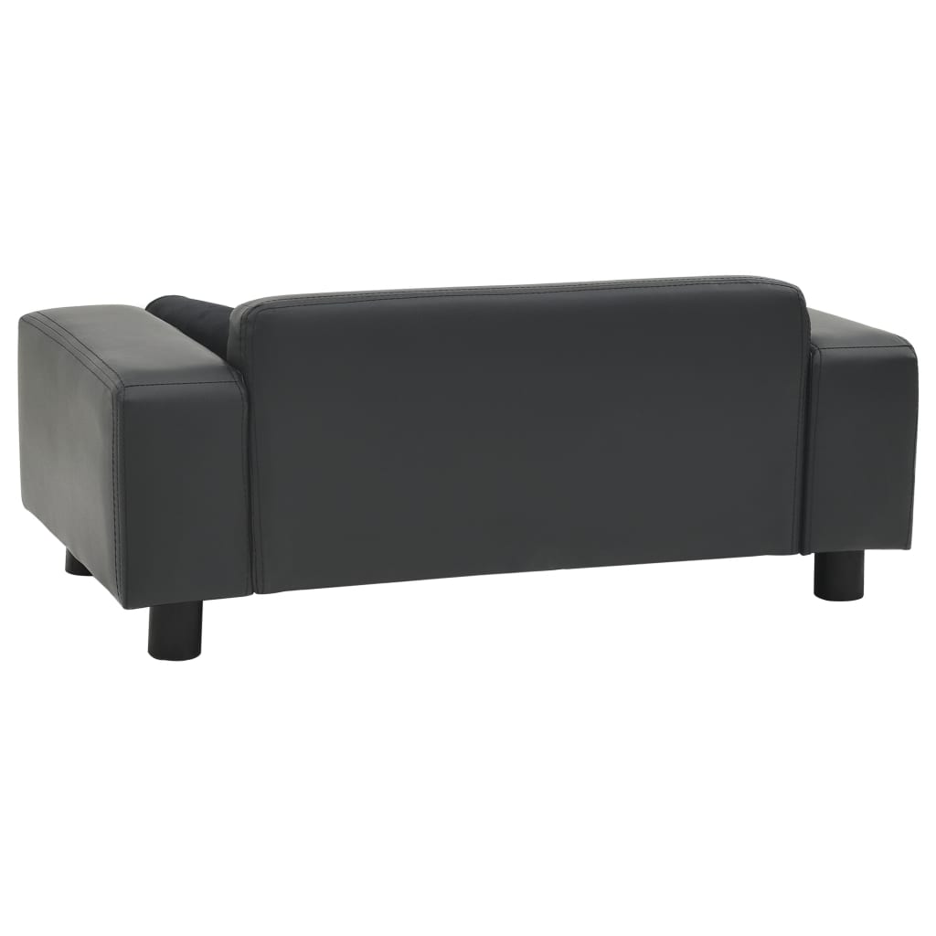 Dog sofa dark grey 81x43x31 cm plush and imitation leather