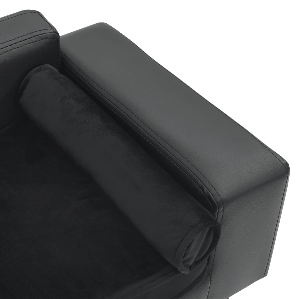 Dog sofa dark grey 81x43x31 cm plush and imitation leather
