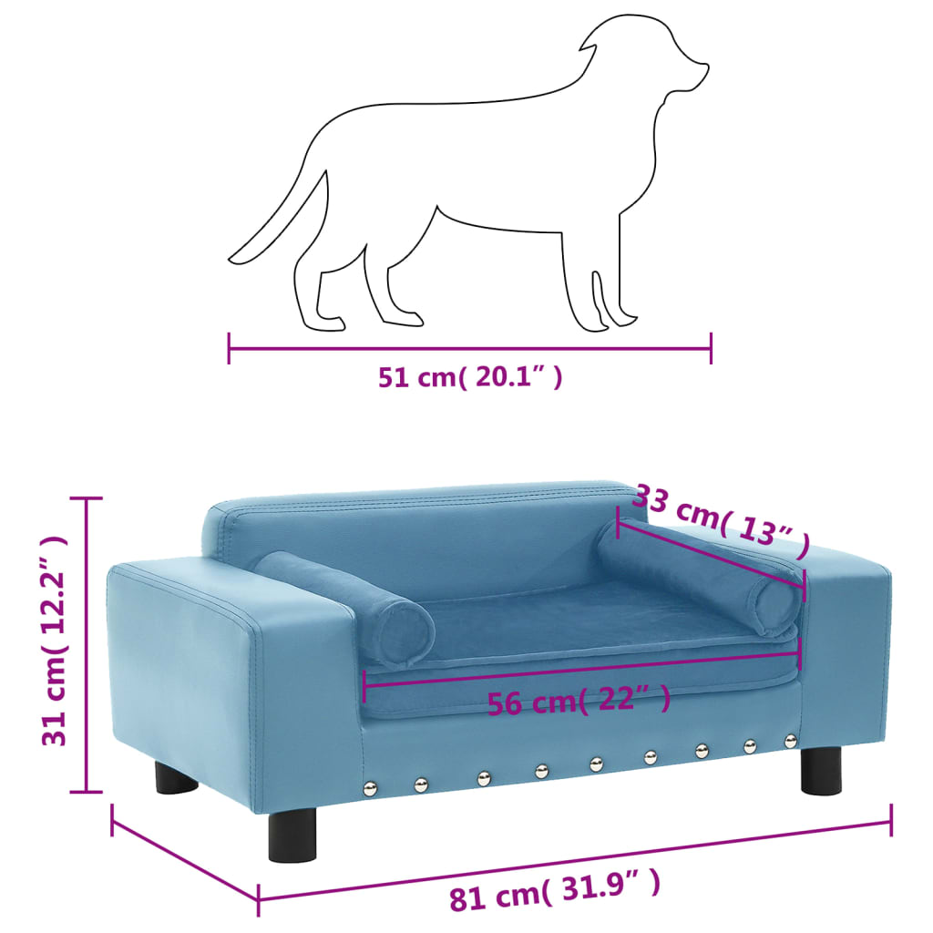 Hundesofa Türkis 81x43x31 cm Plüsch und Kunstleder