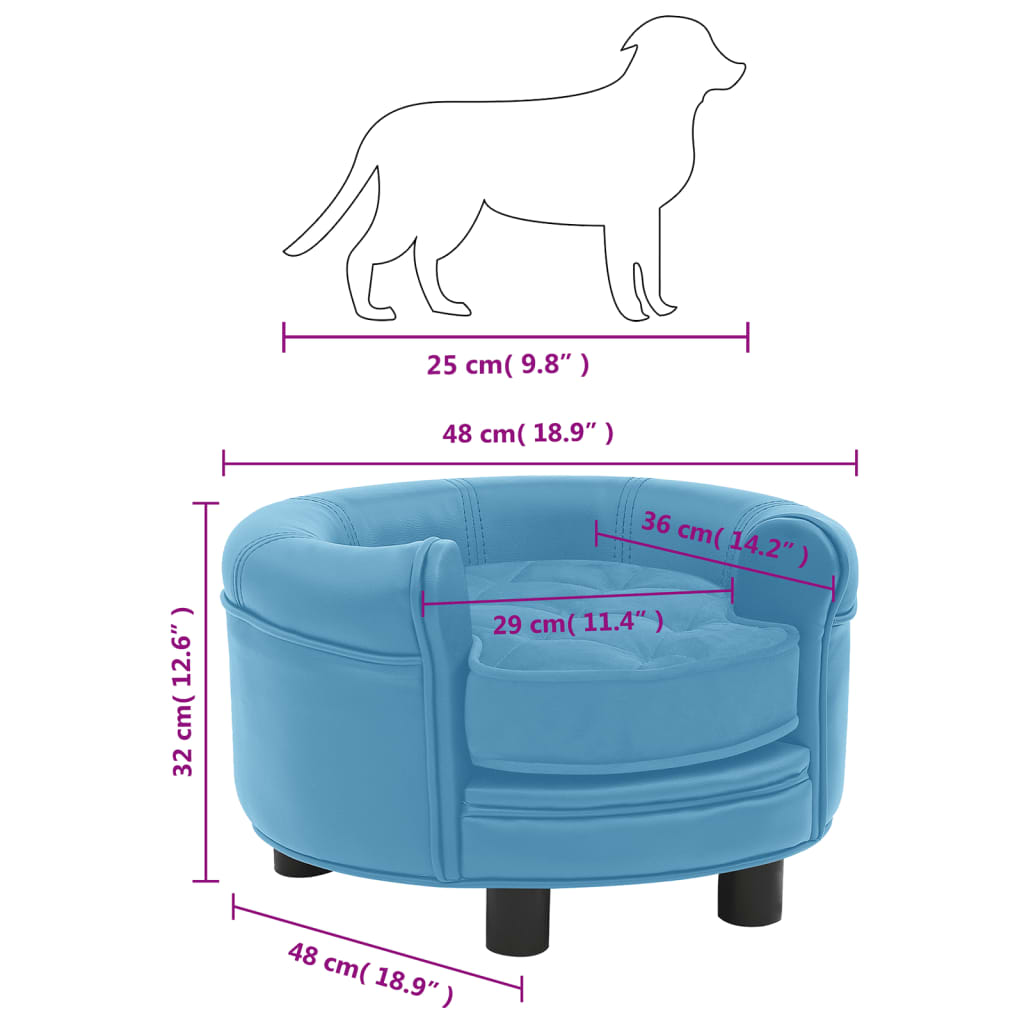Hundesofa Türkis 48x48x32 cm Plüsch und Kunstleder