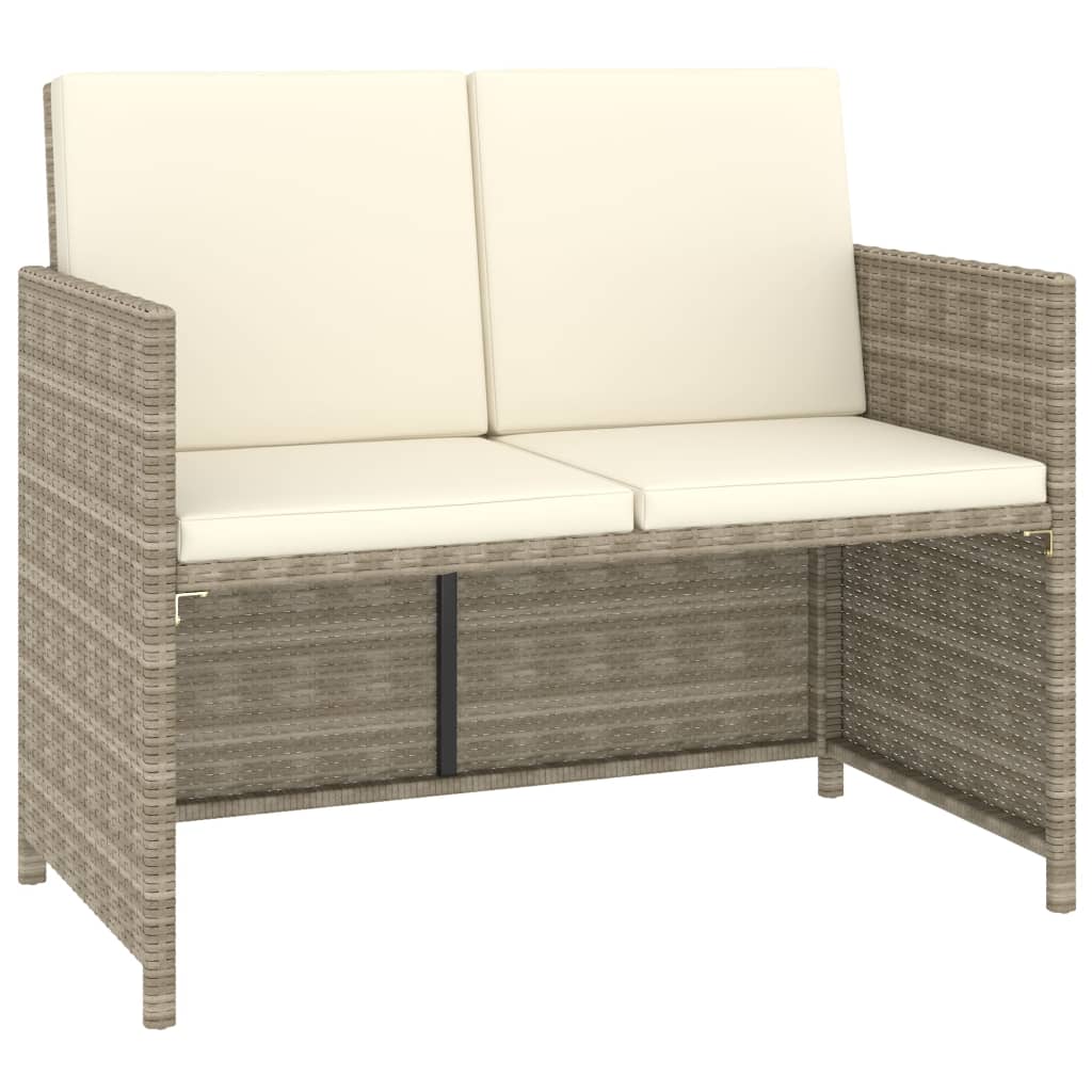Ensemble de salle à manger de jardin 6 pièces avec coussins, en polyrotin, beige
