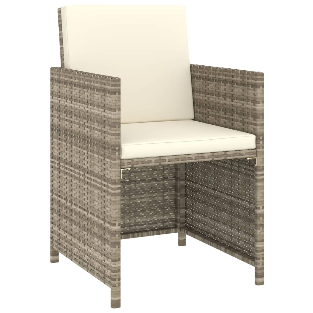 Ensemble de salle à manger de jardin 6 pièces avec coussins, en polyrotin, beige