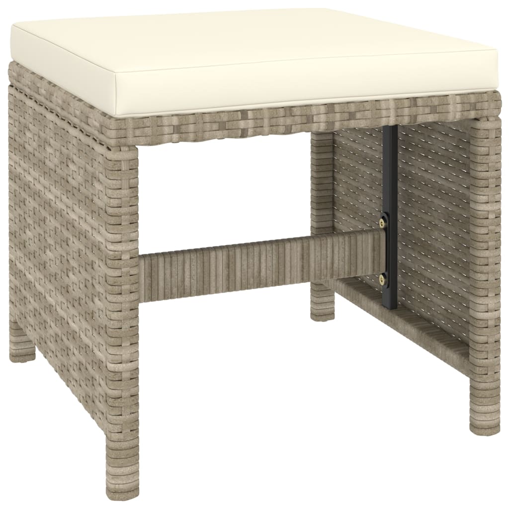 Ensemble de salle à manger de jardin 6 pièces avec coussins, en polyrotin, beige