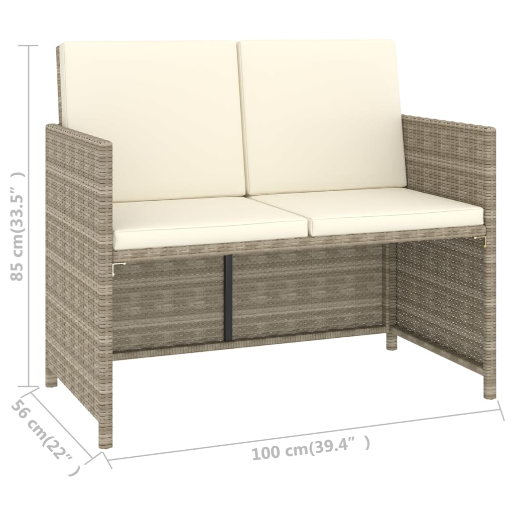 Ensemble de salle à manger de jardin 6 pièces avec coussins, en polyrotin, beige