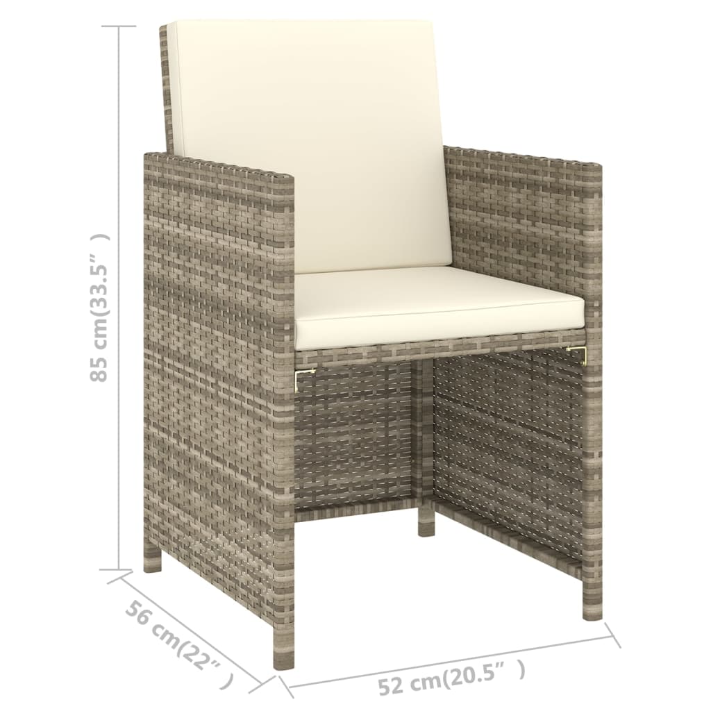 Ensemble de salle à manger de jardin 6 pièces avec coussins, en polyrotin, beige