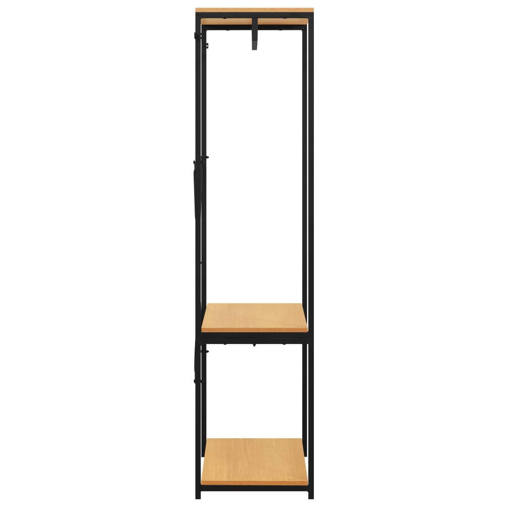 Kleiderschrank Schwarz Eiche 60x40x167cm Metall Holzwerkstoff