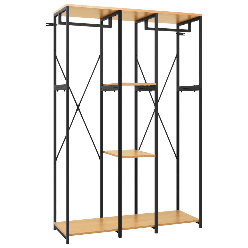 Kleiderschrank Schwarz und Eichen-Optik 110x40x167 cm Metall