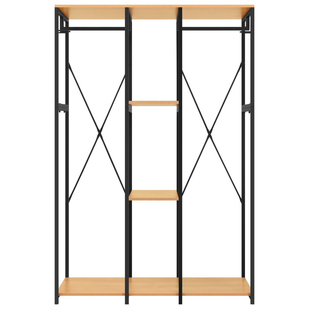 Kleiderschrank Schwarz und Eichen-Optik 110x40x167 cm Metall