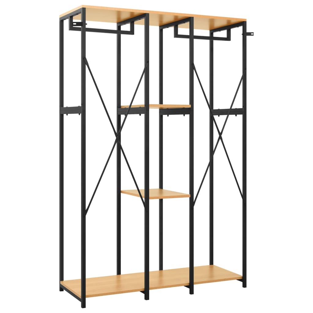Kleiderschrank Schwarz und Eichen-Optik 110x40x167 cm Metall