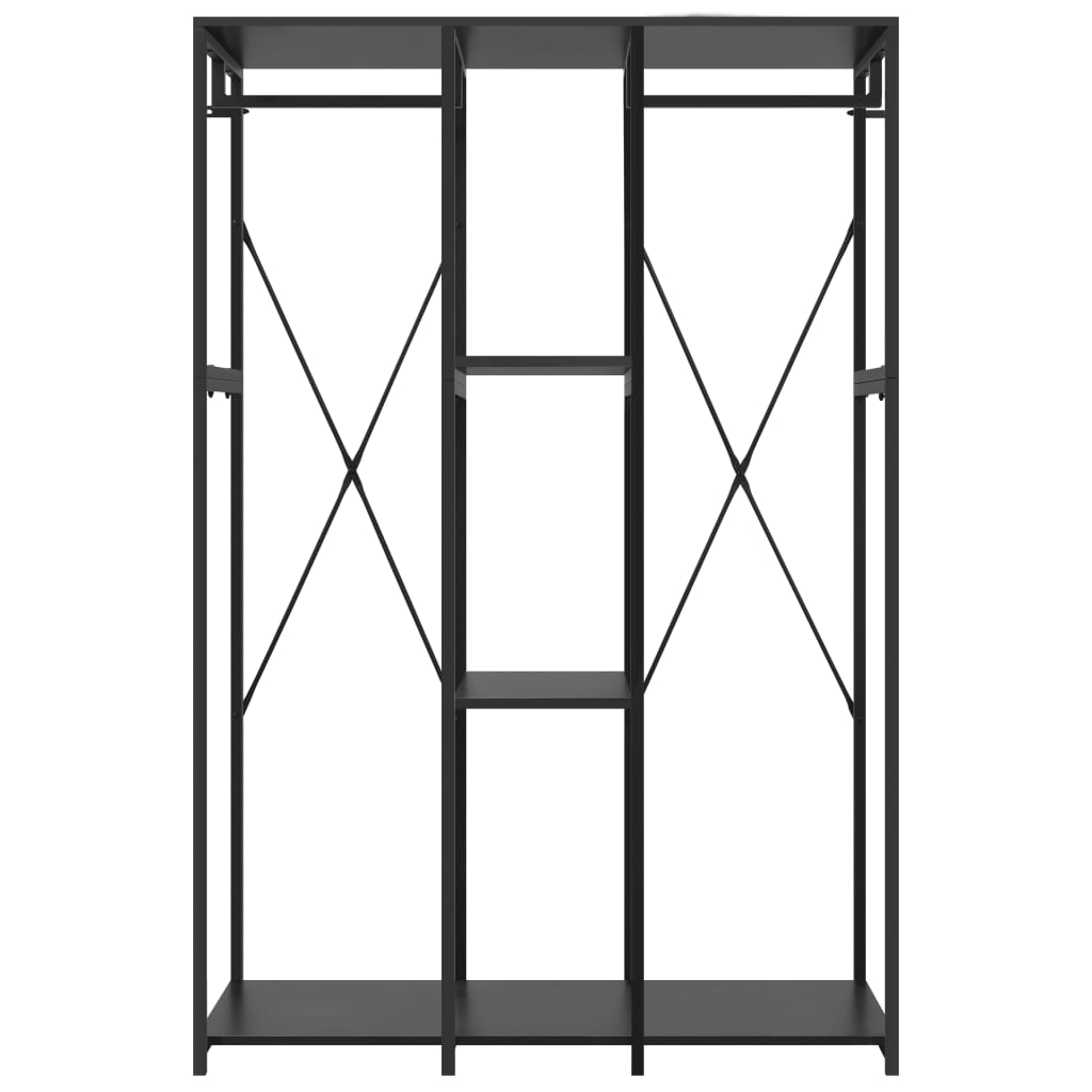 Kleiderschrank Schwarz 110x40x167 cm Metall und Spanplatte