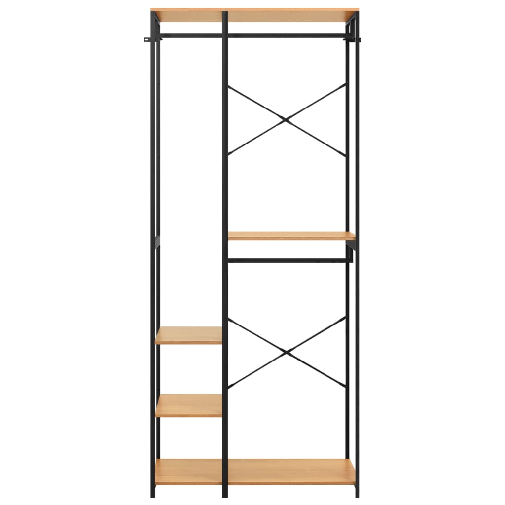 Kleiderschrank Schwarz Eiche 90x40x213 cm Metall Holzwerkstoff
