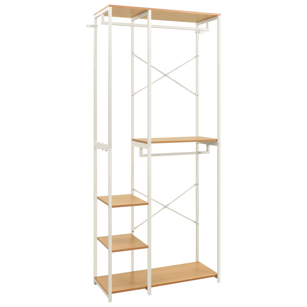 Kleiderschrank Weiß Eiche 90x40x213 cm Metall Holzwerkstoff