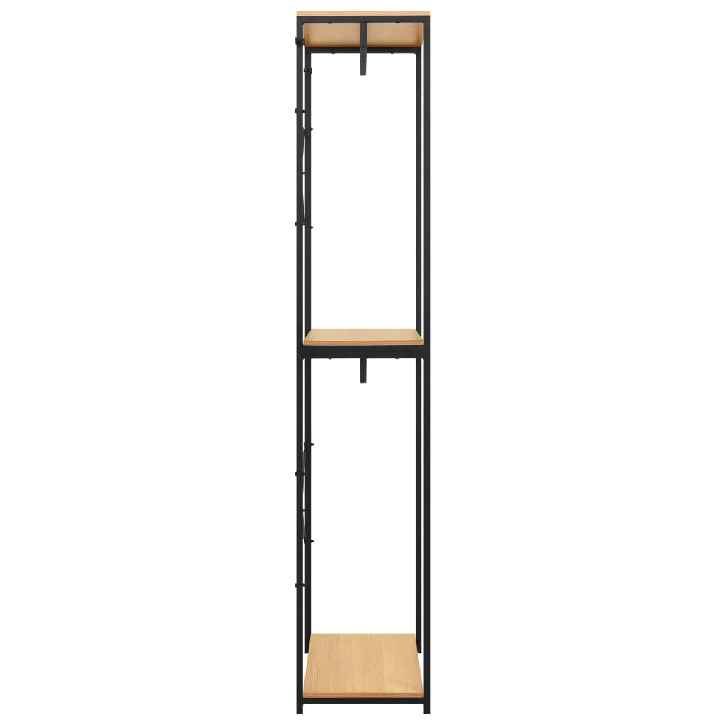 Kleiderschrank Schwarz Eiche-Optik 60x40x213 cm Metall