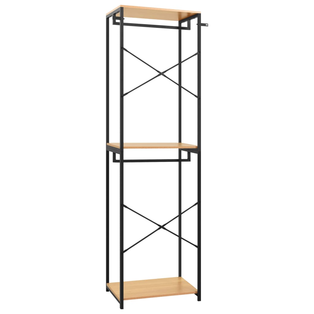 Kleiderschrank Schwarz Eiche-Optik 60x40x213 cm Metall