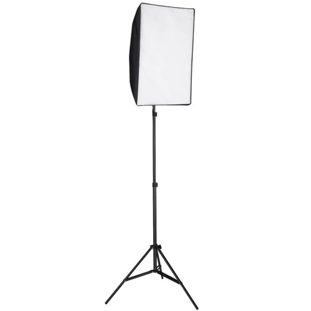 Ensemble studio photo avec lampes softbox, fond et réflecteur