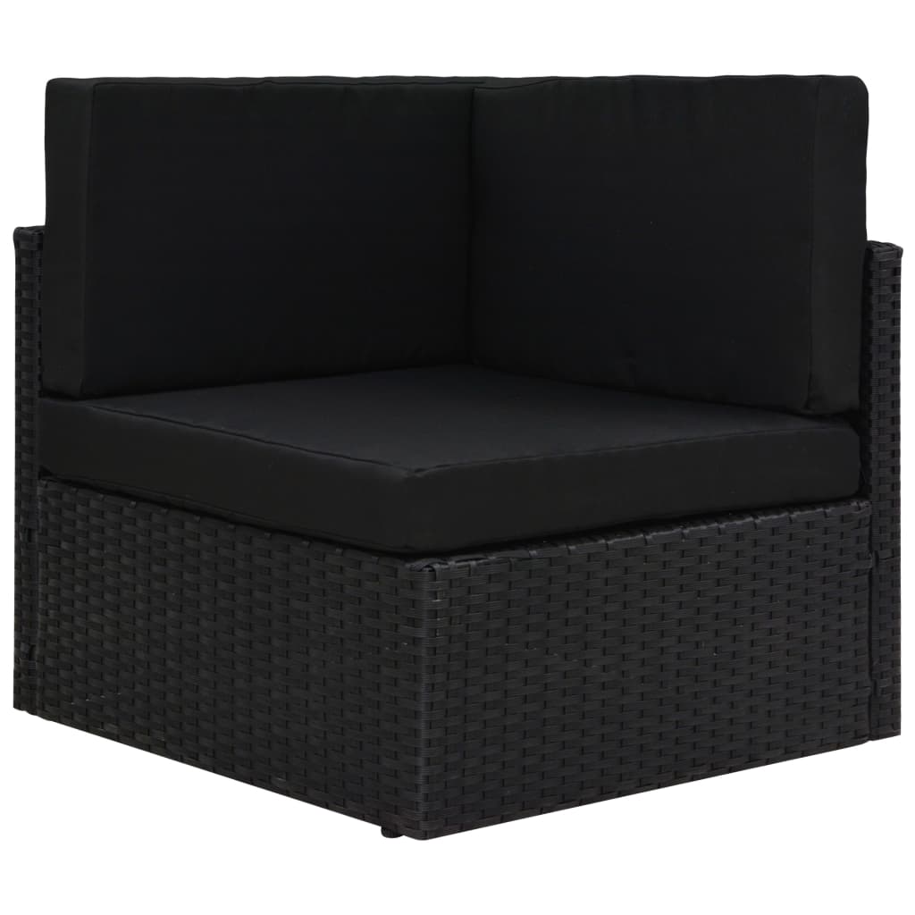 Salon de jardin 10 pièces avec coussins, en polyrotin noir
