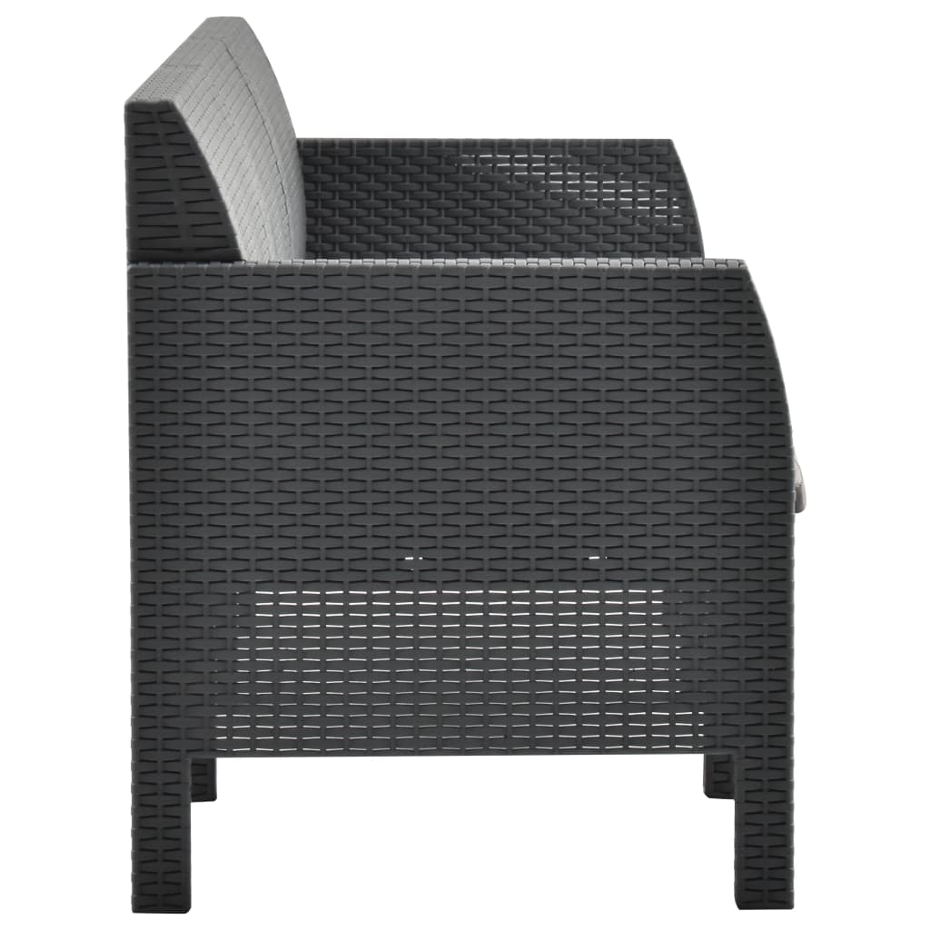 Canapé de jardin 3 places avec coussins en rotin PP anthracite