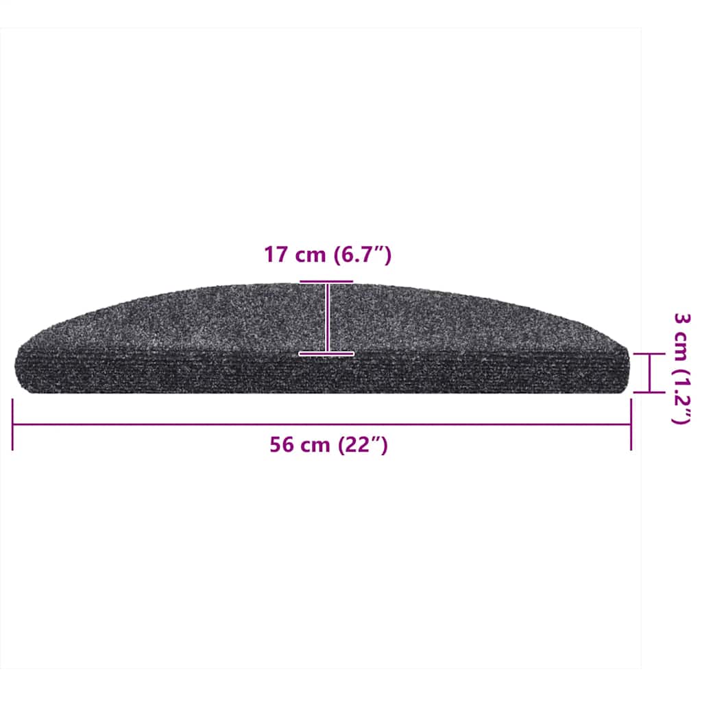 Stufenmatten Selbstklebend 5 Stk. 56x17x3 cm Dunkelgrau Halbrund