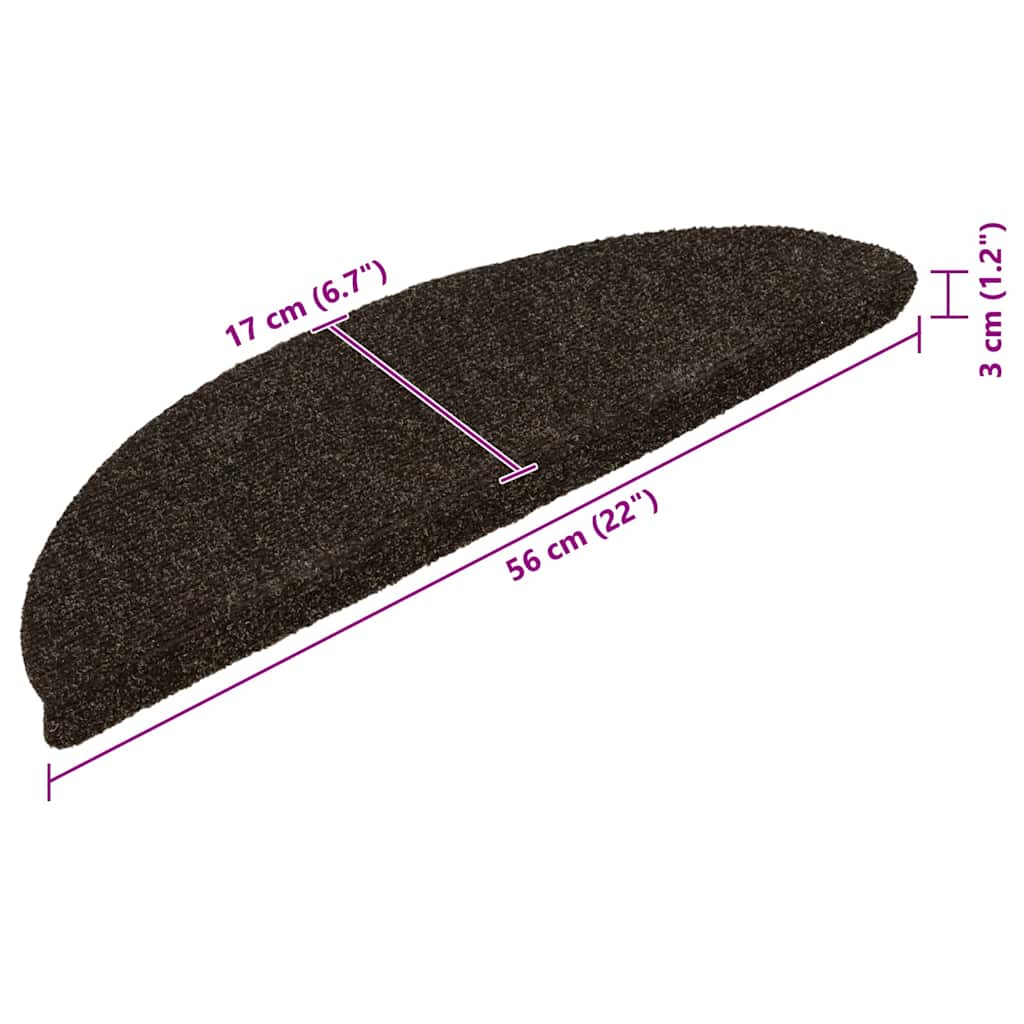 Stufenmatten Selbstklebend 10 Stk. 56x17x3 cm Dunkelbraun Halbrund