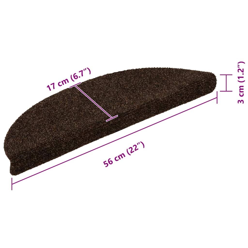 Stufenmatten Selbstklebend 10 Stk. 56x17x3 cm Braun Halbrund