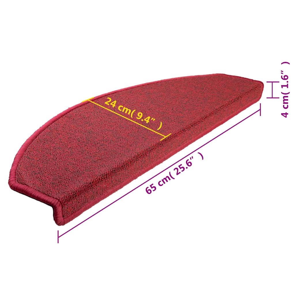 Stufenmatten 10 Stk. 65x24x4 cm Rot Halbrund Groß
