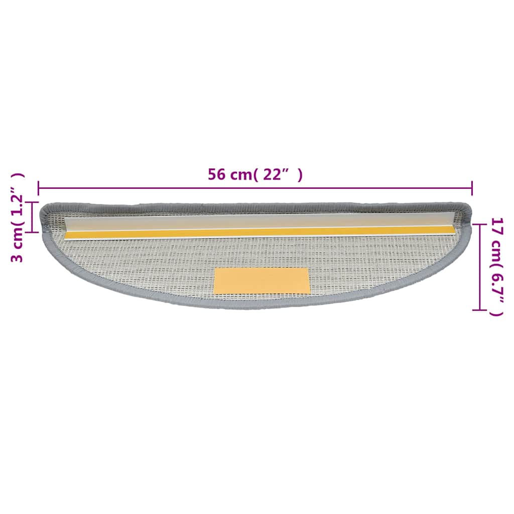 Trapmatten 10 st 56x17x3 cm Grijs Halfrond