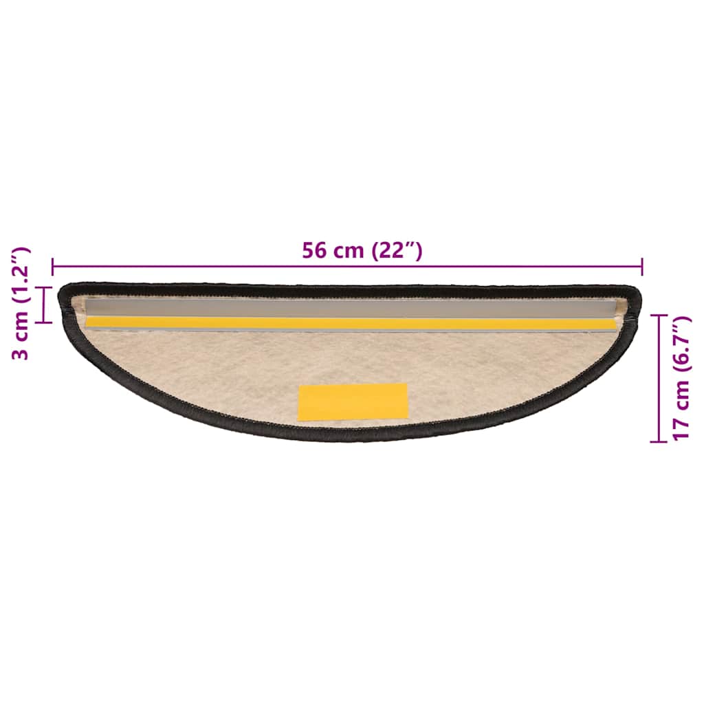 Stufenmatten Selbstklebend Sisal 15 Stk. 56x17x3 cm Anthrazit