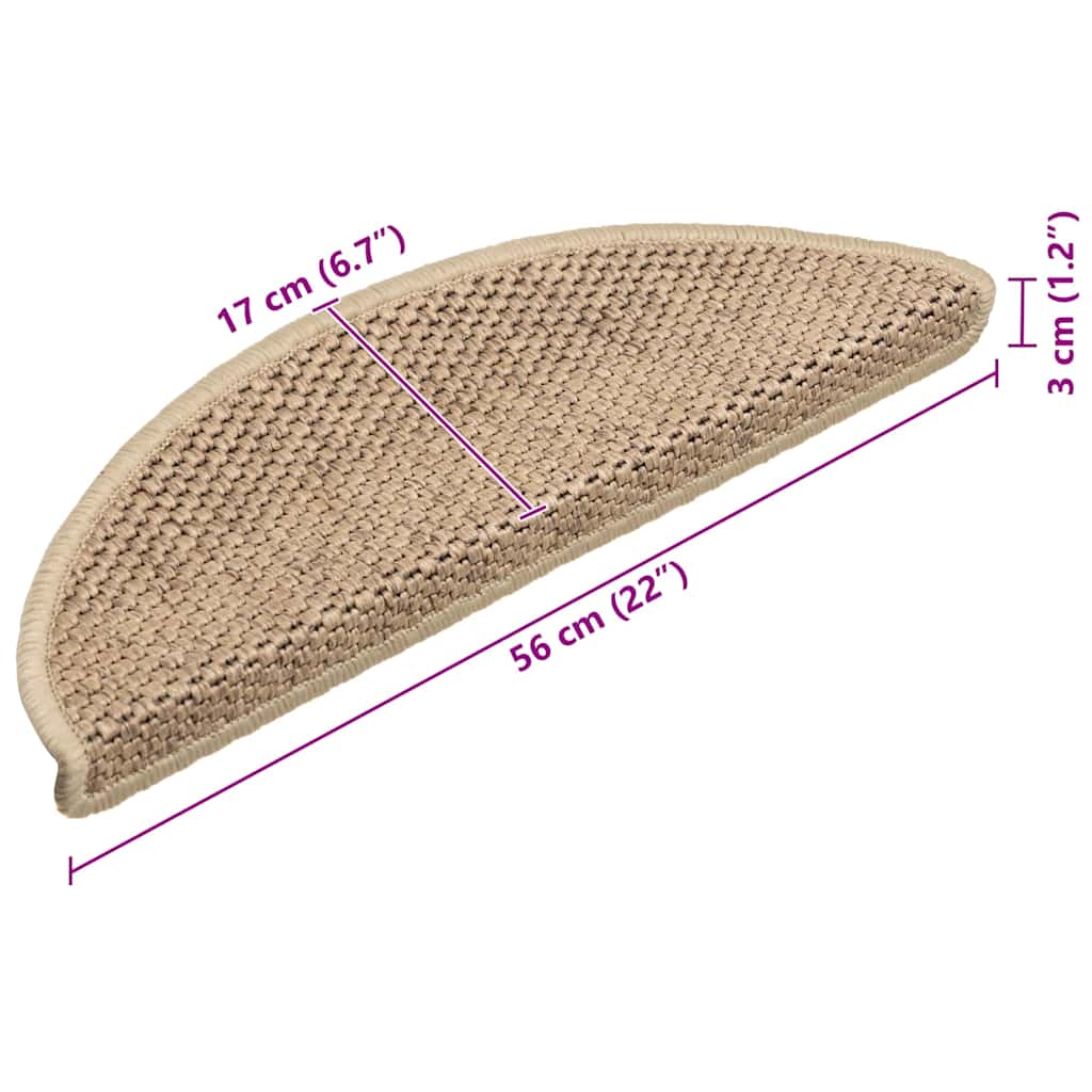 Stufenmatten Selbstklebend Sisal-Optik 15 Stk. 56x17x3 cm Sand