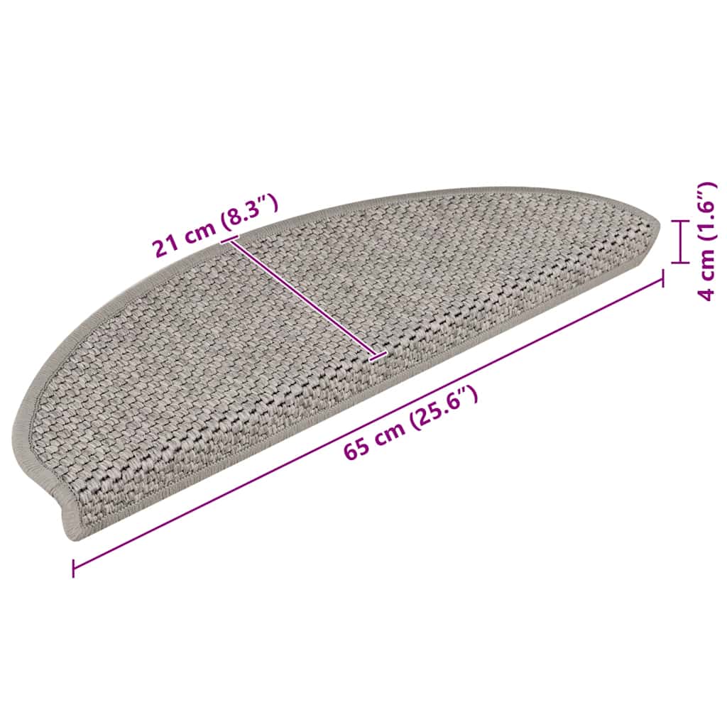 Stufenmatten Selbstklebend Sisal-Look 15 Stk. 65x21x4 Silbern