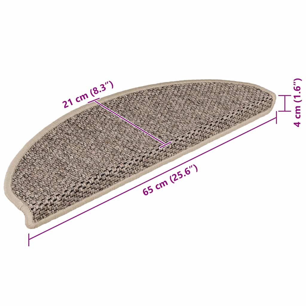 Stufenmatten Selbstklebend Sisal 15 Stk. 65x21x4cm Dunkelbeige