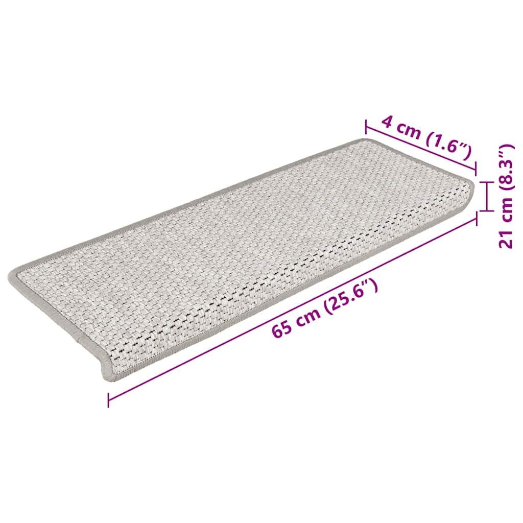 Stufenmatten Selbstklebend Sisal-Look 15 Stk. 65x21x4 Platina