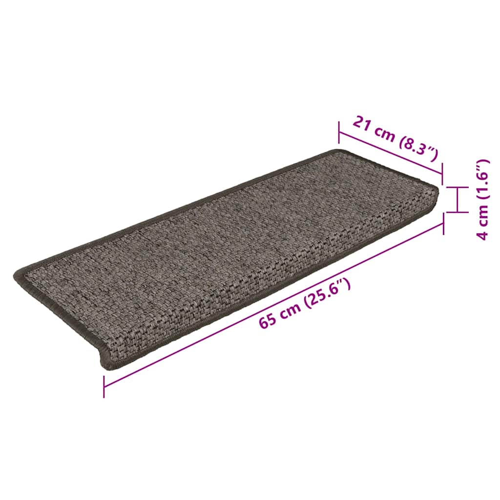 Stufenmatten Selbstklebend Sisal 15Stk. 65x21x4cm Grau & Beige