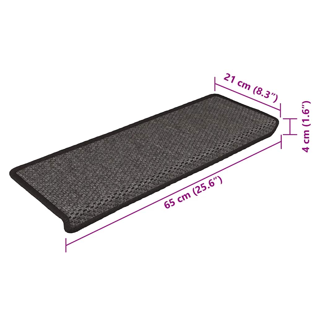 Treppenmatten Selbstklebend Sisal 15 Stk. 65x21x4 cm Anthrazit