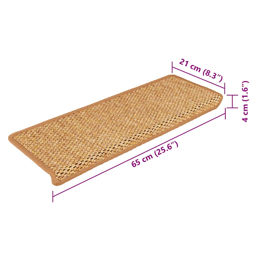 Stufenmatten Selbstklebend Sisal-Optik 15Stk. 65x21x4cm Sisal