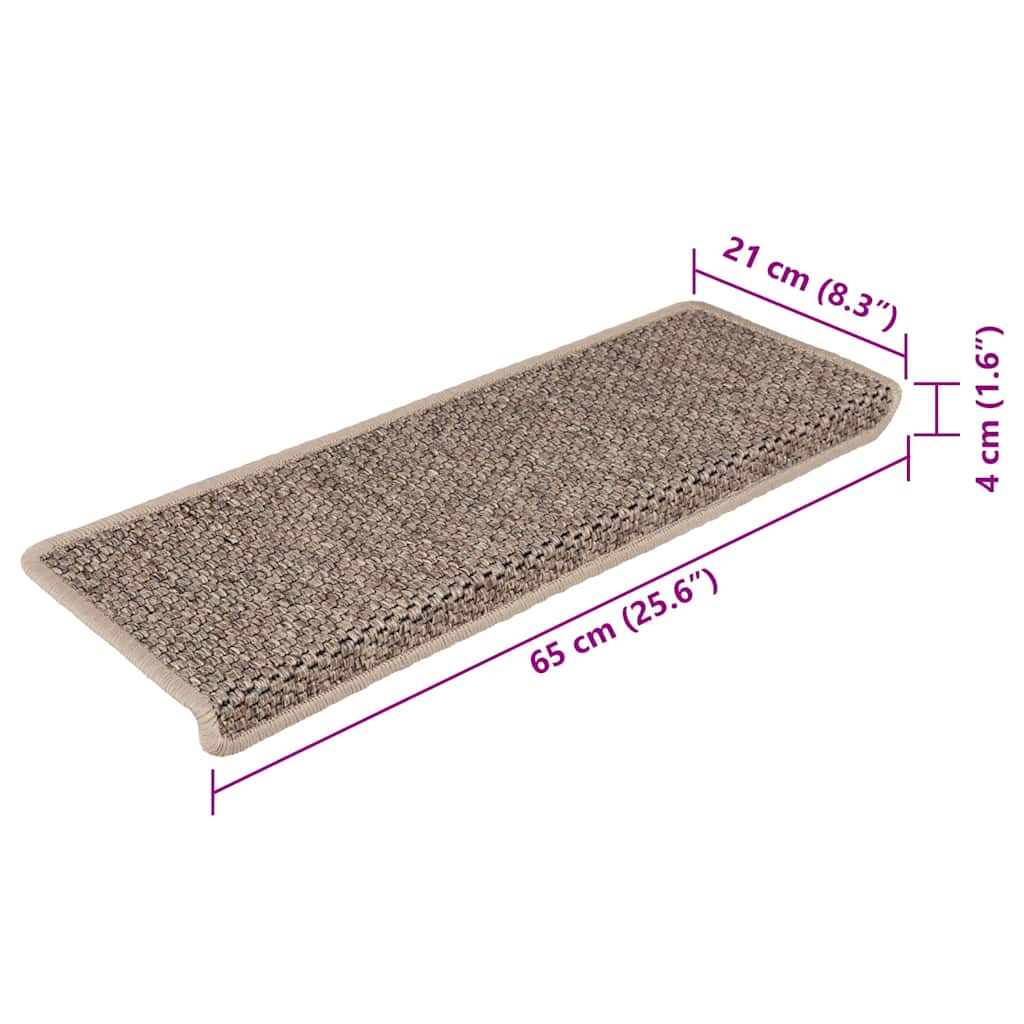 Stufenmatten Selbstklebend Sisal 15 Stk. 65x21x4cm Dunkelbeige