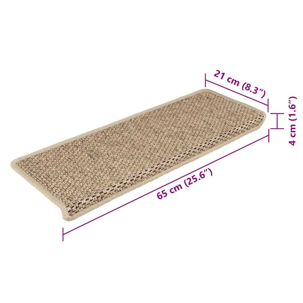 Stufenmatten Selbstklebend Sisal-Optik 15 Stk. 65x21x4 cm Sand