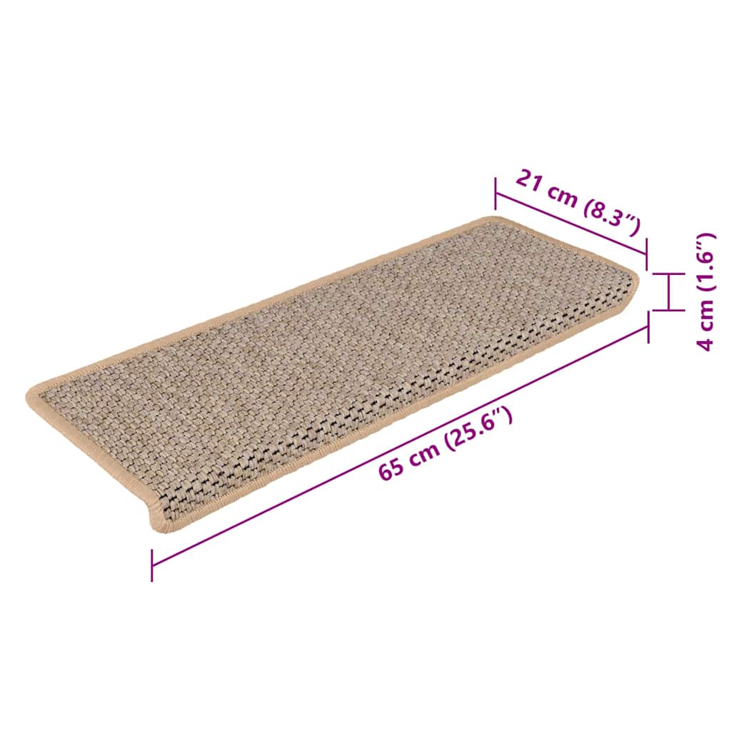 Stufenmatten Selbstklebend Sisal 15 Stk. 65x21x4 cm Hellbeige