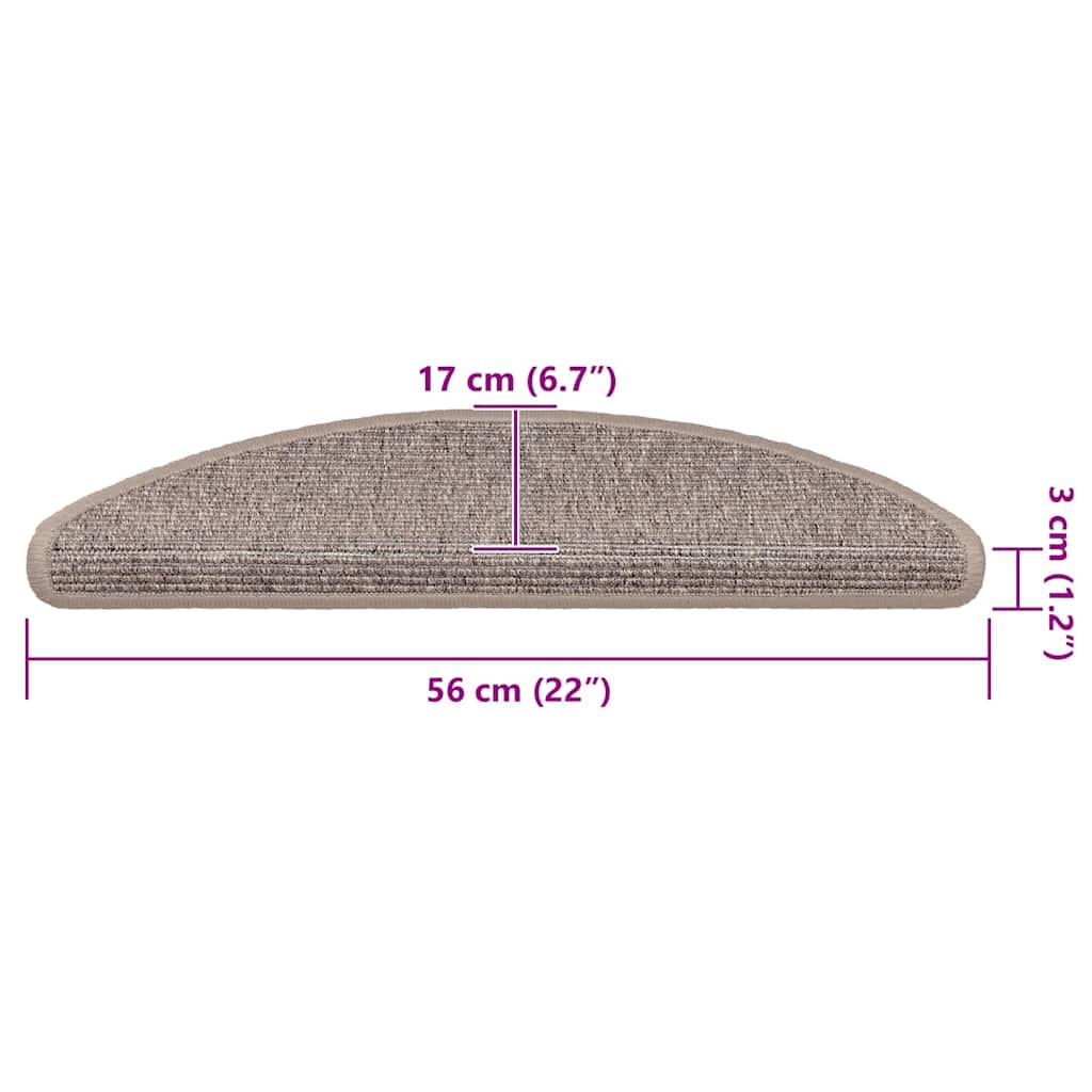 Stufenmatten 15 Stk. 56x17x3 cm Dunkelbeige Halbrund