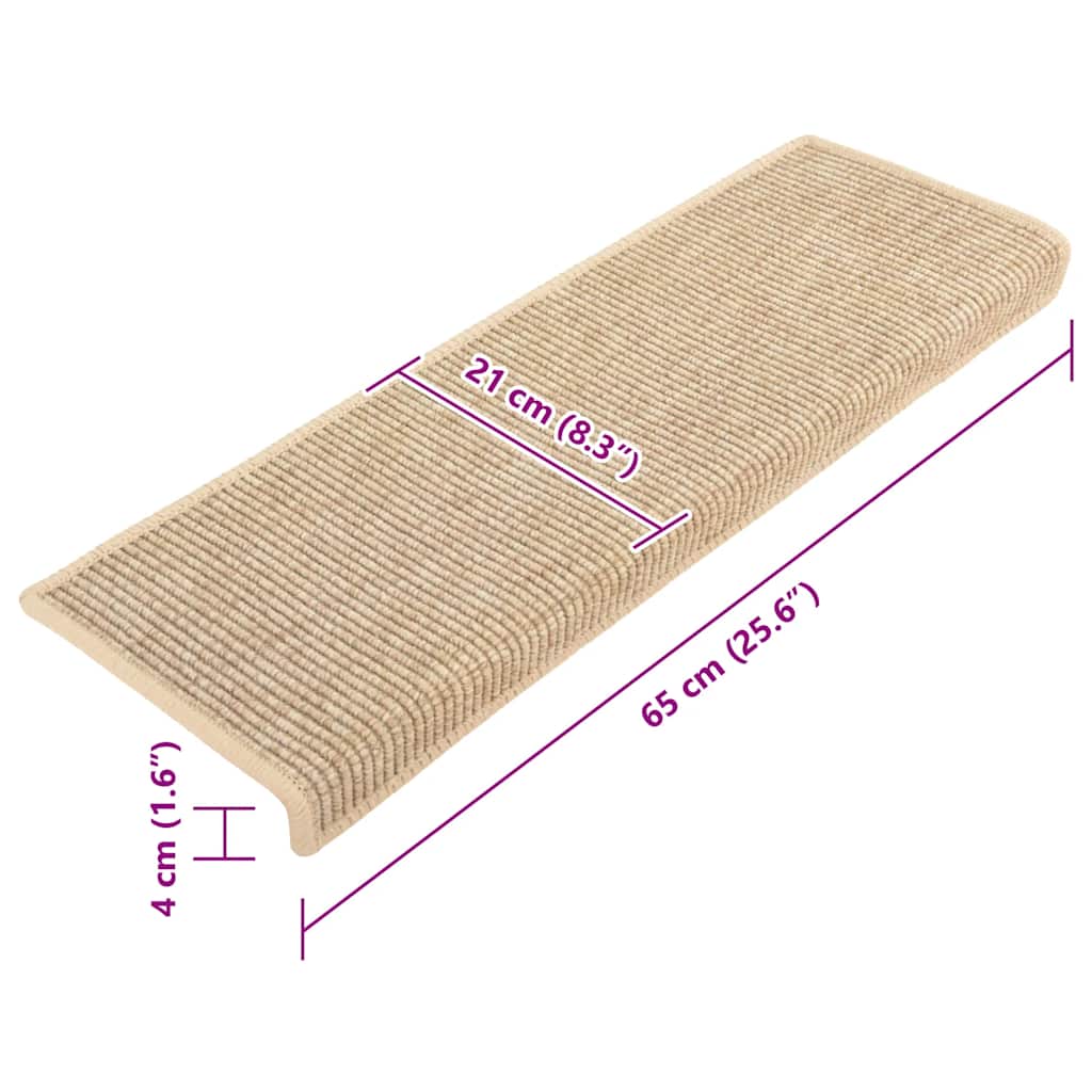 Stufenmatten 15 Stk. 65x21x4 cm Hellbeige Rechteckiger Rand