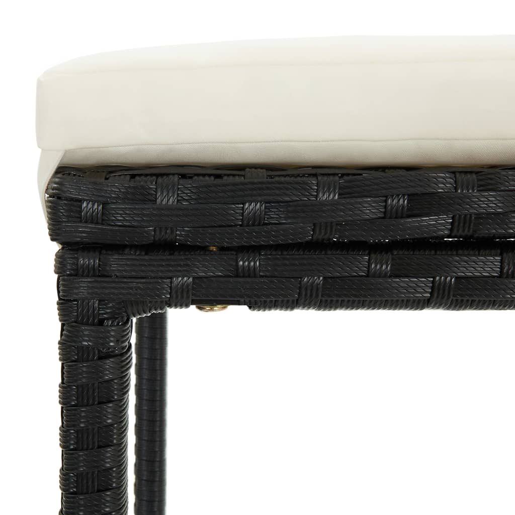 5-piece garden bar set with cushions, black