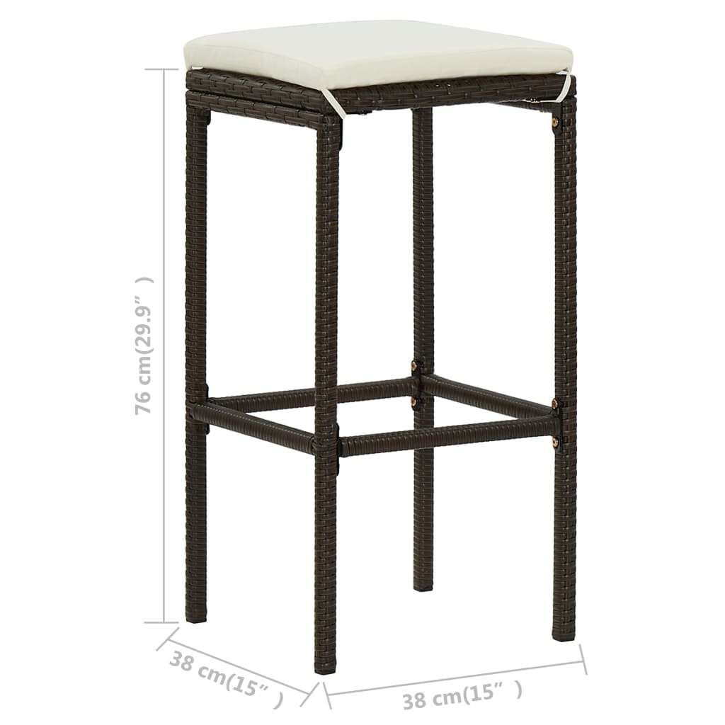 5-piece garden bar set with cushions, black