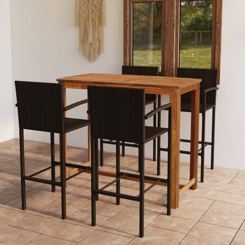 5-piece garden bar set brown