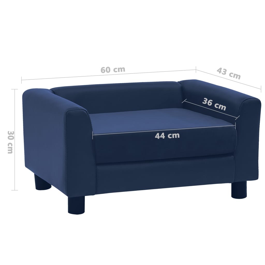 Hundesofa Schaumstoffkissen Blau 60x43x30 cm Plüsch Kunstleder
