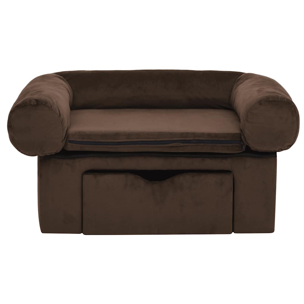 Dog sofa with drawer brown 75x50x38 cm plush