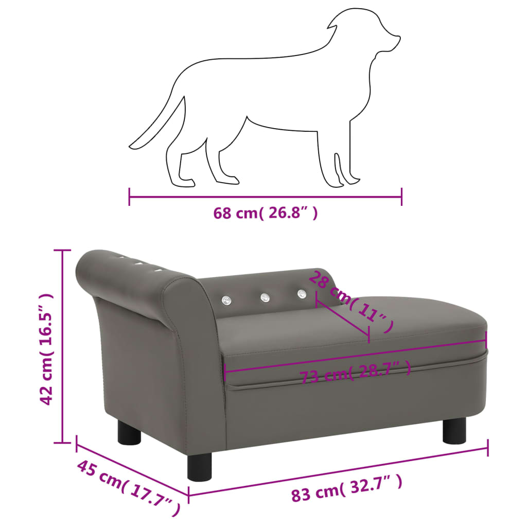 Hundesofa Grau 83x45x42 cm Kunstleder