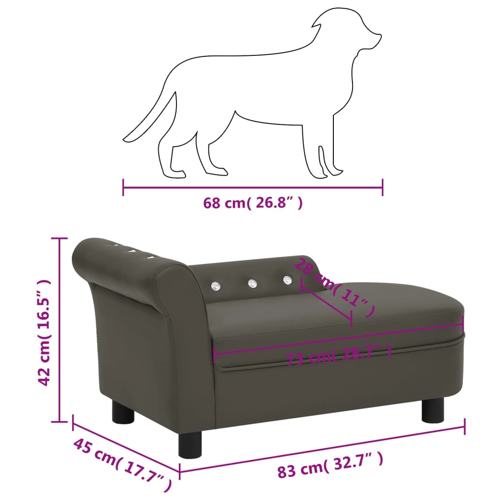 Hundesofa Dunkelgrau 83x45x42 cm Kunstleder